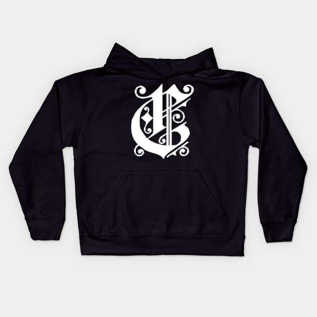 Silver Letter C Kids Hoodie by The Black Panther